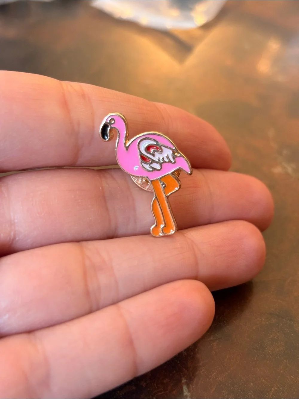Pink & Orange Flamingo Enamel Pin